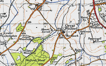 Old map of Wolford Wood in 1946