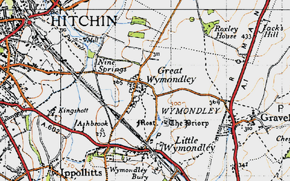 Old map of Great Wymondley in 1946