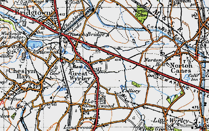 Old map of Great Wyrley in 1946