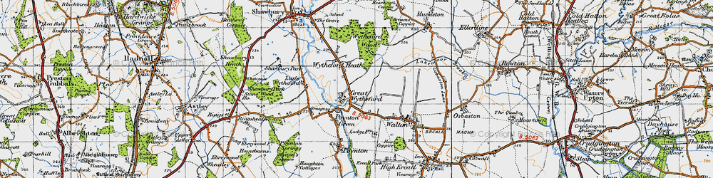 Old map of Wytheford Heath in 1947