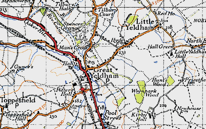Old map of Great Yeldham in 1946