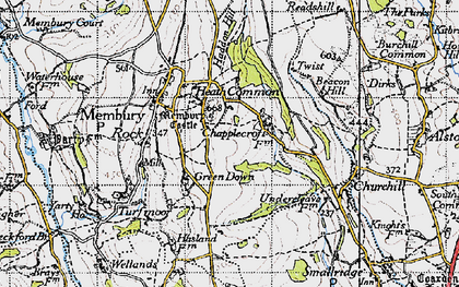 Old map of Green Down in 1946