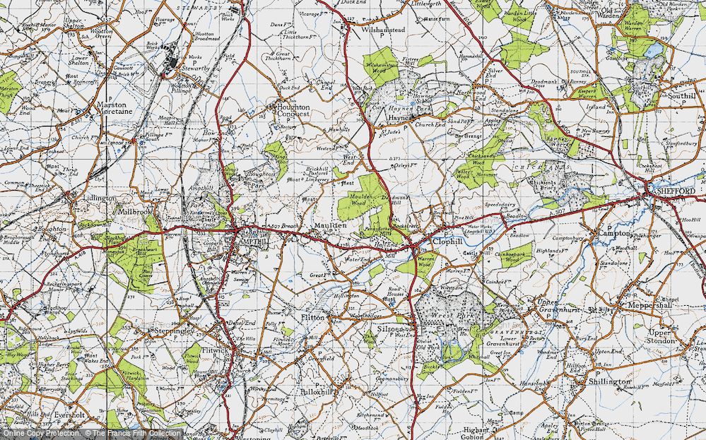 Old Map of Historic Map covering Maulden Wood in 1946