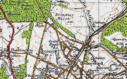 Old map of Green Heath in 1946