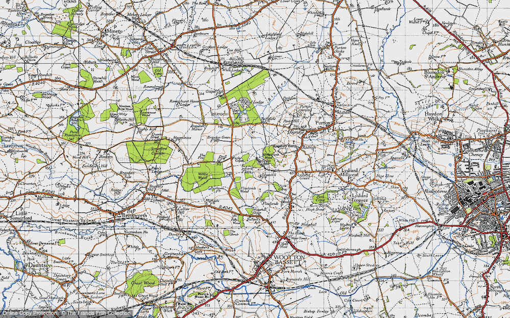 Old Map of Historic Map covering Brockhurst Wood in 1947