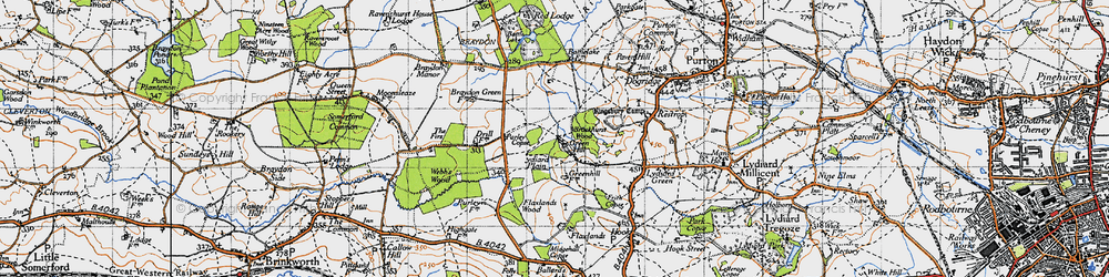 Old map of Green Hill in 1947