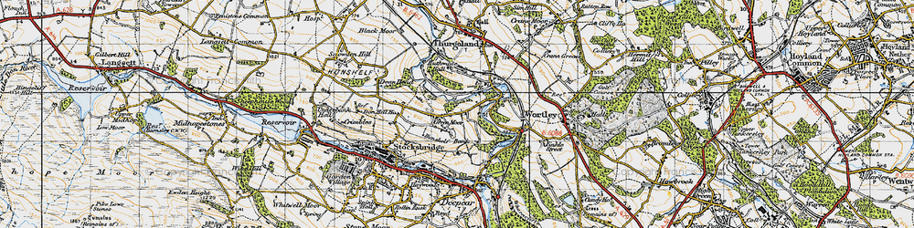 Old map of Green Moor in 1947