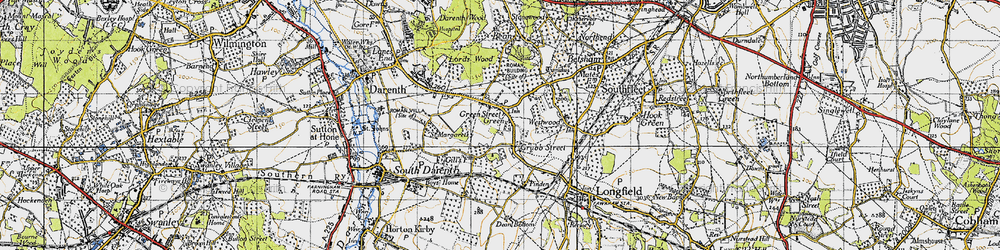Old map of Green Street Green in 1946