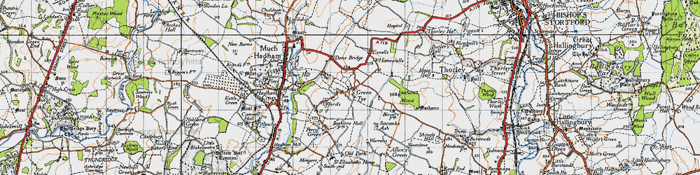 Old map of Green Tye in 1946