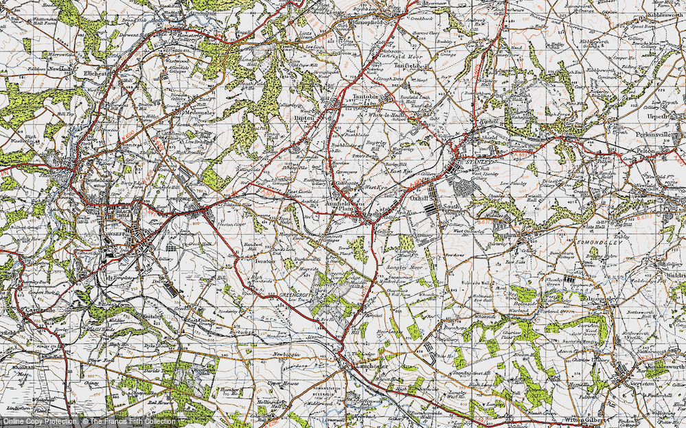 Old Map of Greencroft, 1947 in 1947