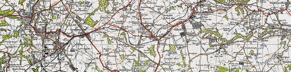 Old map of Greencroft in 1947