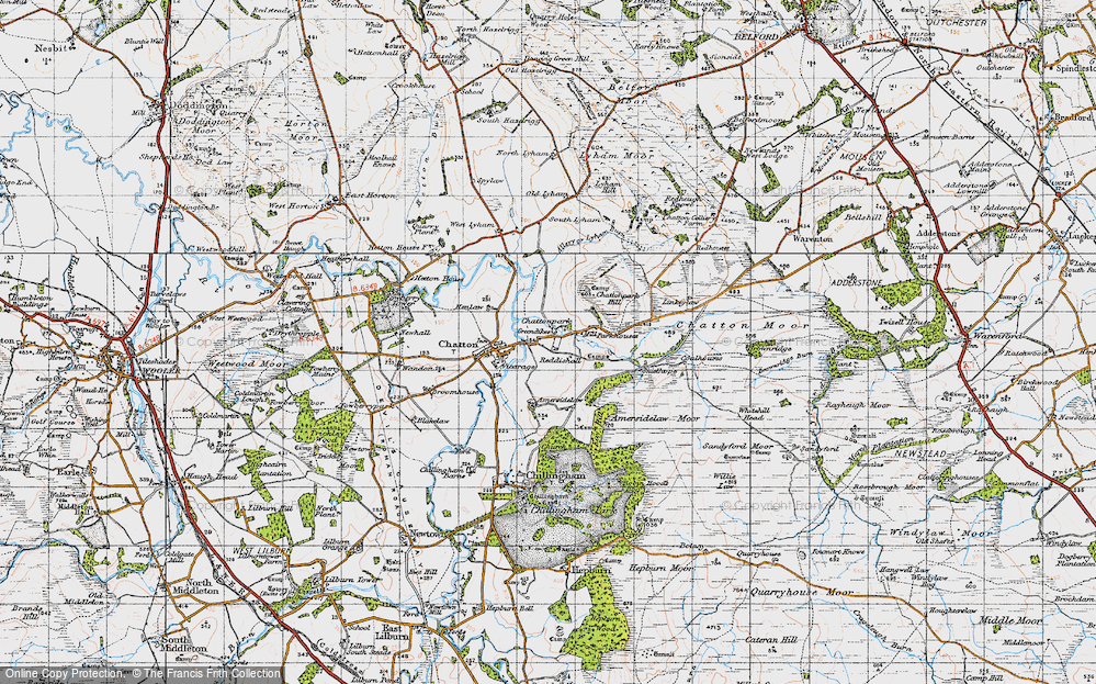 Old Map of Historic Map covering Amersidelaw Moor in 1947