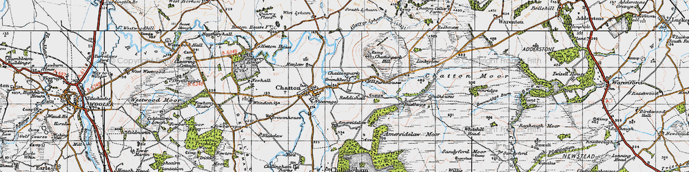 Old map of Amersidelaw Moor in 1947