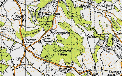 Old map of Greenfield in 1947