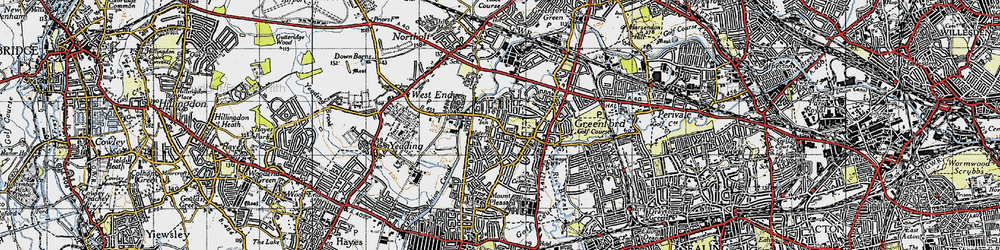 Old map of Greenford in 1945