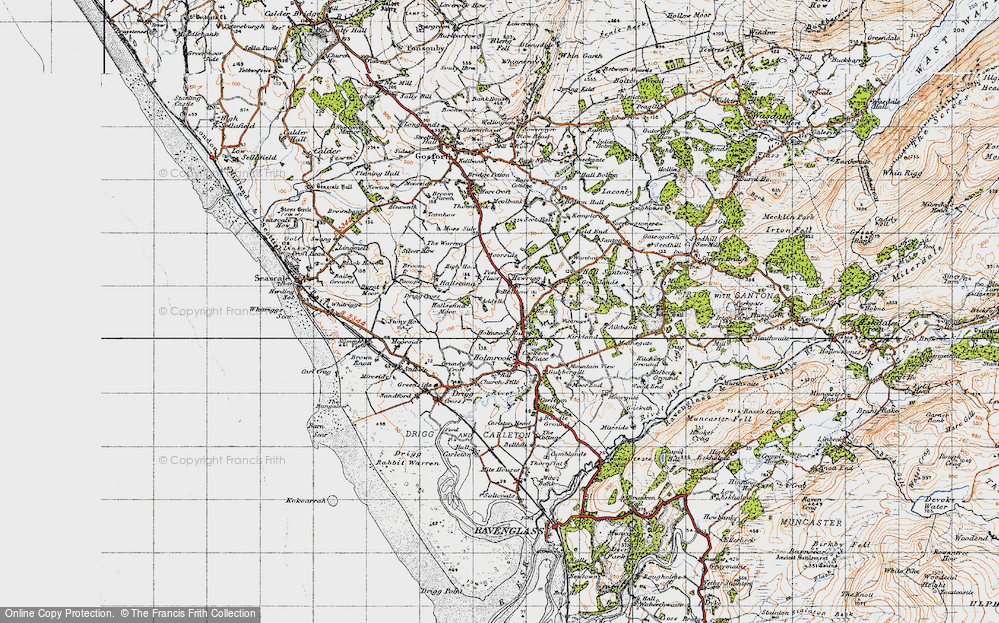 Old Map of Historic Map covering High Moorside in 1947