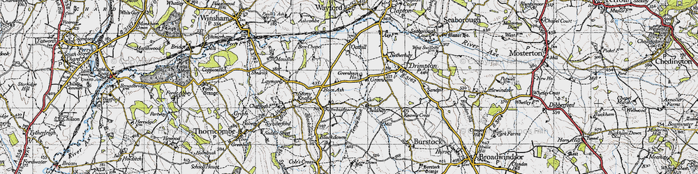 Old map of Greenham in 1945