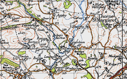 Old map of Bishop's Barton in 1946