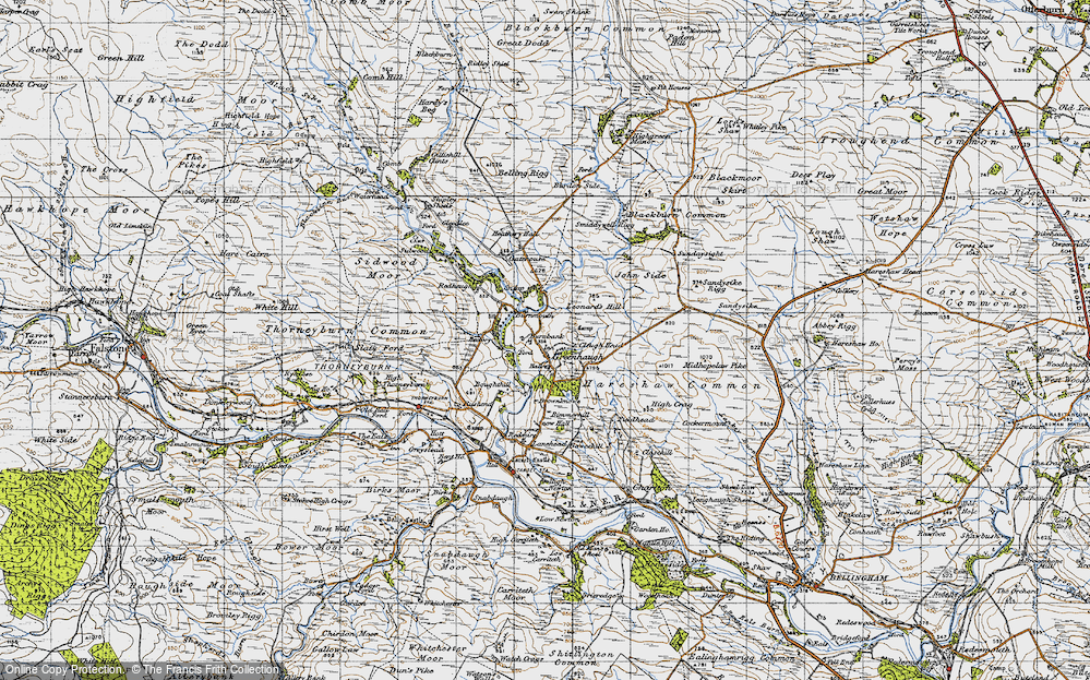 Old Map of Historic Map covering Belling Rigg in 1947
