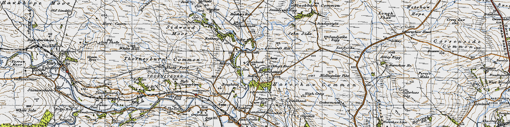 Old map of Tarset Burn in 1947