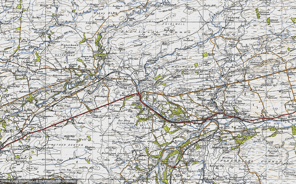 Old Map of Historic Map covering Blenkinsopp Common in 1947