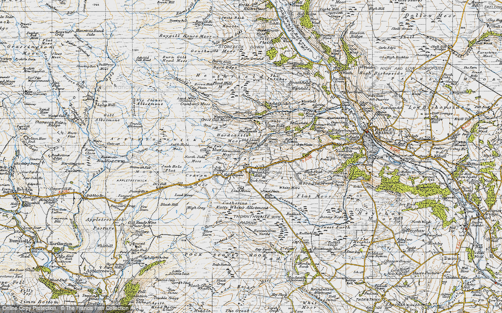 Old Map of Historic Map covering Bewerley Moor in 1947