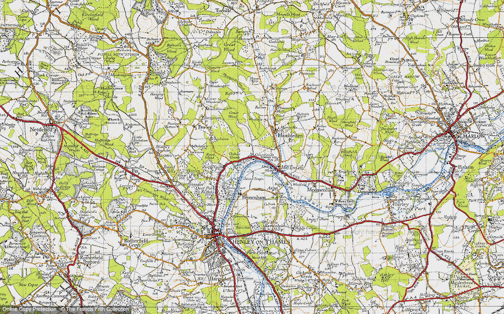 Old Map of Historic Map covering Woolleys in 1947