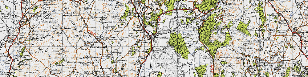 Old map of Greenodd in 1947