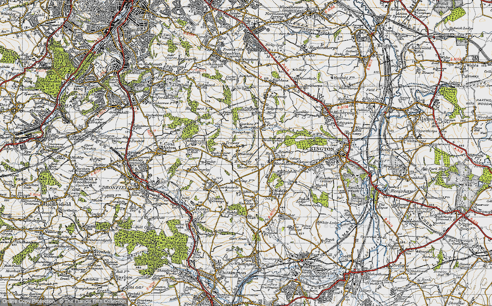 Old Map of Historic Map covering Bramley Moor in 1947