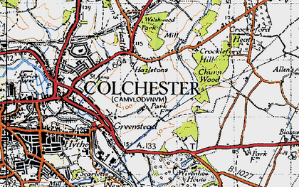 Old map of Greenstead in 1945
