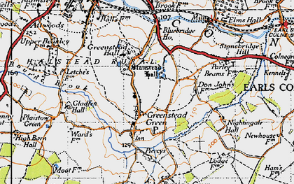 Old map of Greenstead Green in 1945