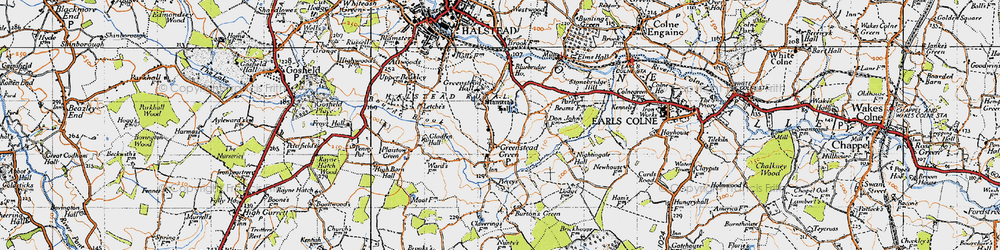 Old map of Greenstead Green in 1945