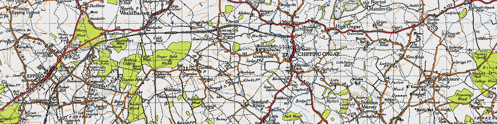 Old map of Greensted in 1946
