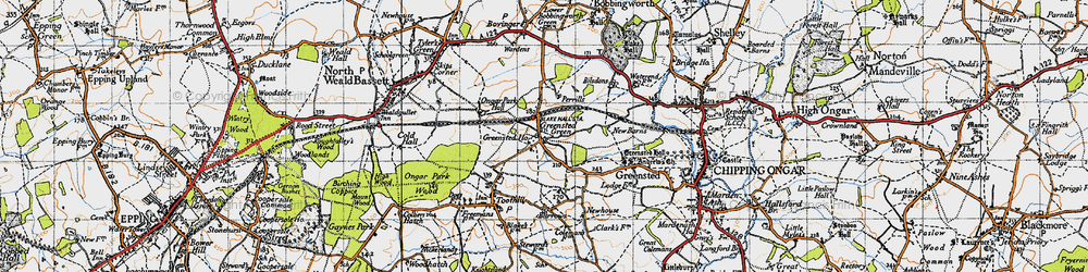 Old map of Ongar Park Hall in 1946