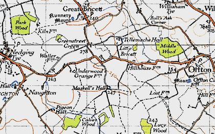 Old map of Greenstreet Green in 1946