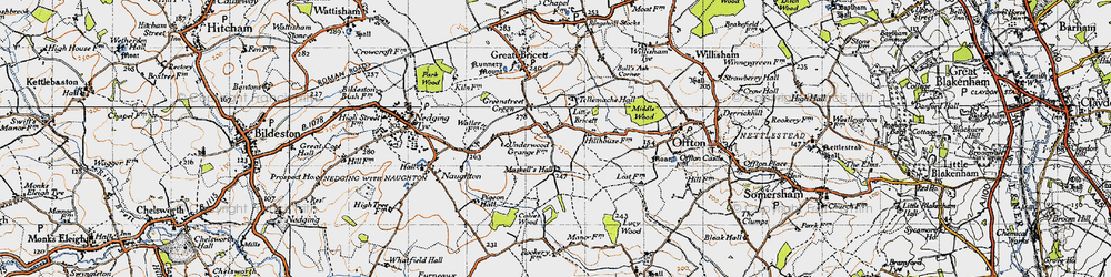 Old map of Greenstreet Green in 1946