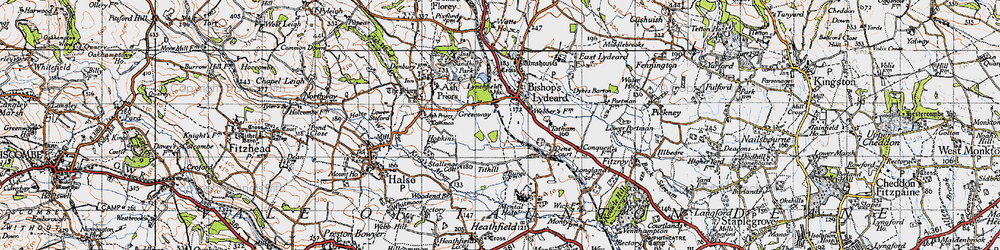 Old map of Ash Priors Common in 1946
