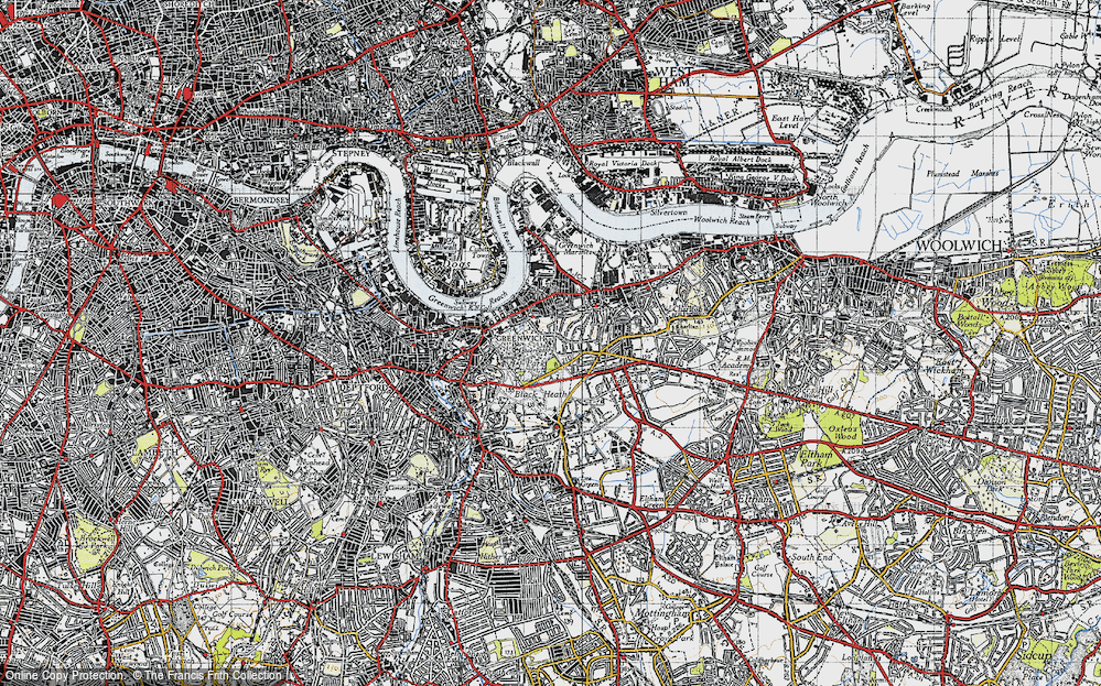 Old Map of Greenwich, 1946 in 1946