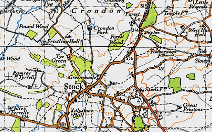 Old map of Greenwoods in 1945