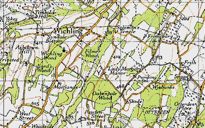 Old map of Wichling Wood in 1946