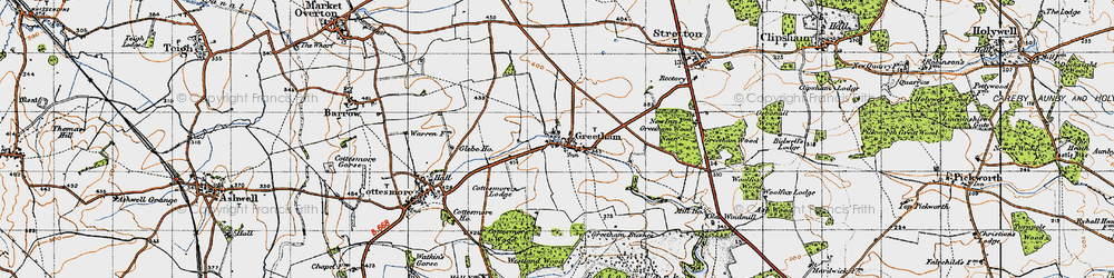 Old map of Greetham in 1946
