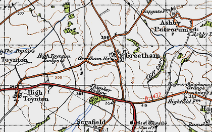 Old map of Greetham in 1946