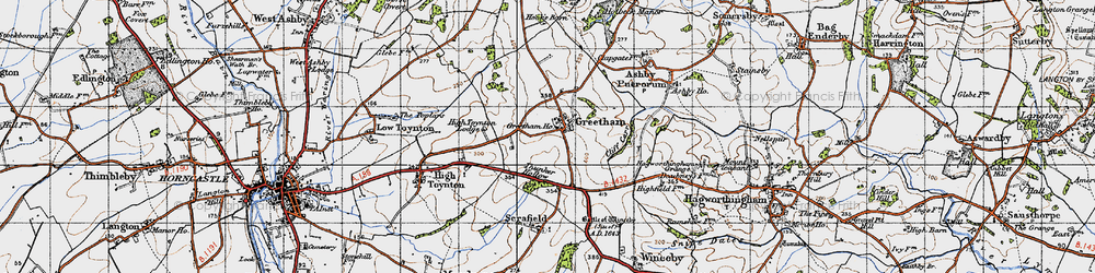 Old map of Greetham in 1946
