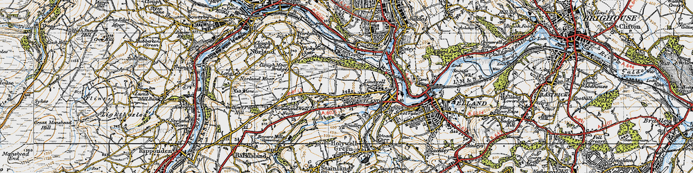 Old map of Greetland in 1947
