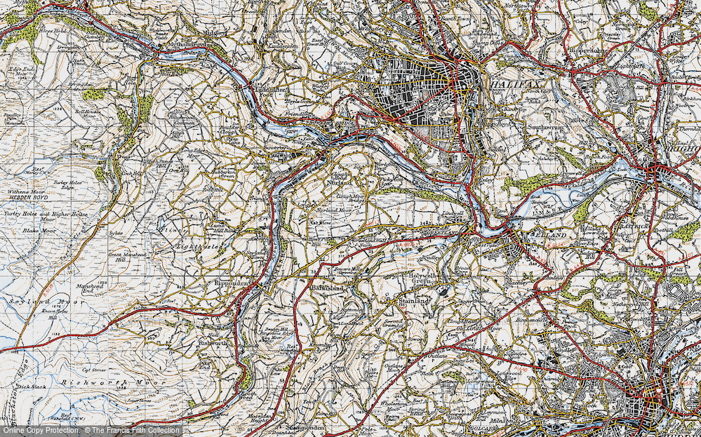 Old Map of Greetland Wall Nook, 1947 in 1947