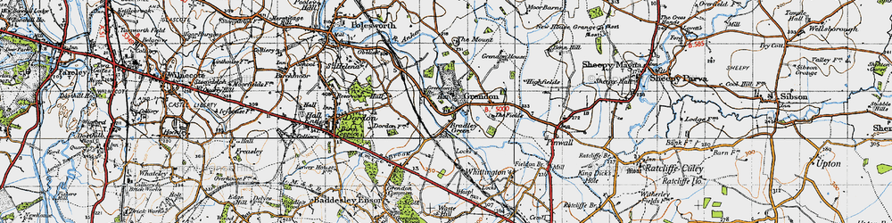 Old map of Grendon in 1946