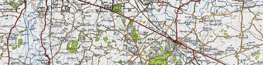 Old map of Grendon Common in 1946