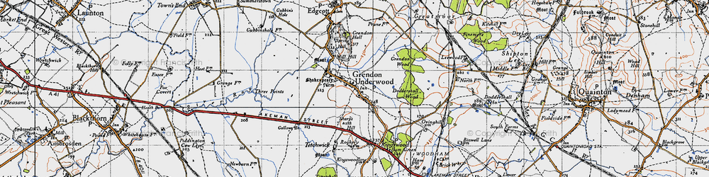Old map of Grendon Underwood in 1946