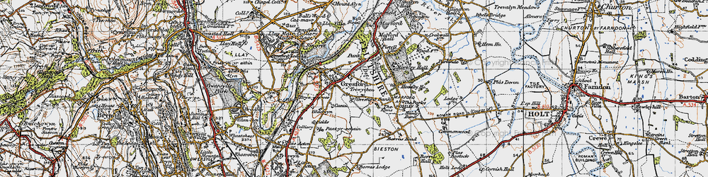 Old map of Gresford in 1947