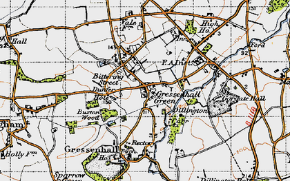 Old map of Gressenhall in 1946
